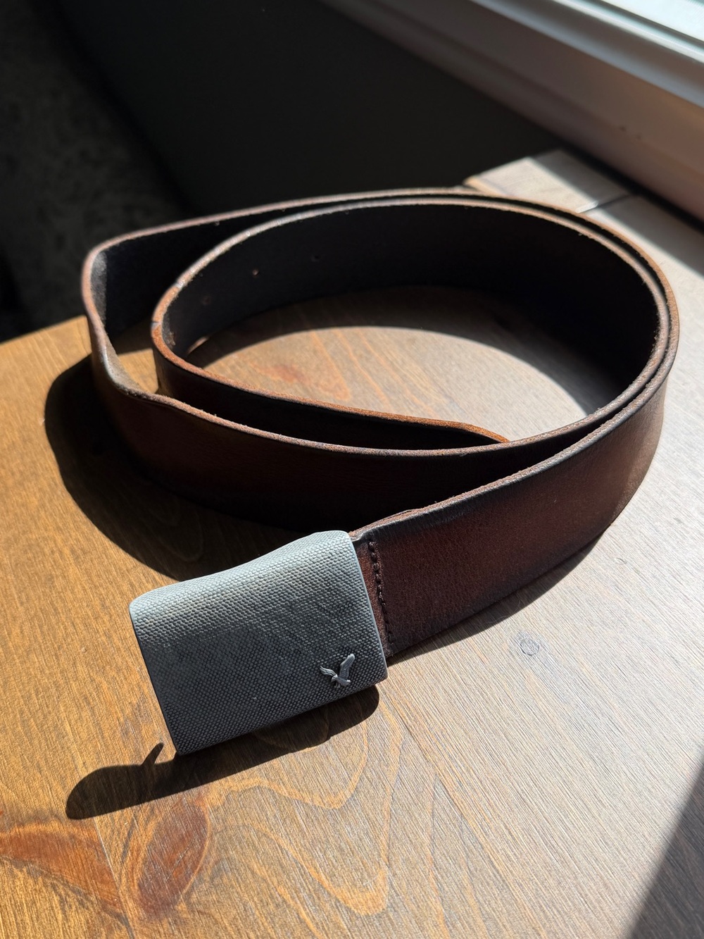 American Eagle Outfitters Brown Leather Belt with Metal Buckle